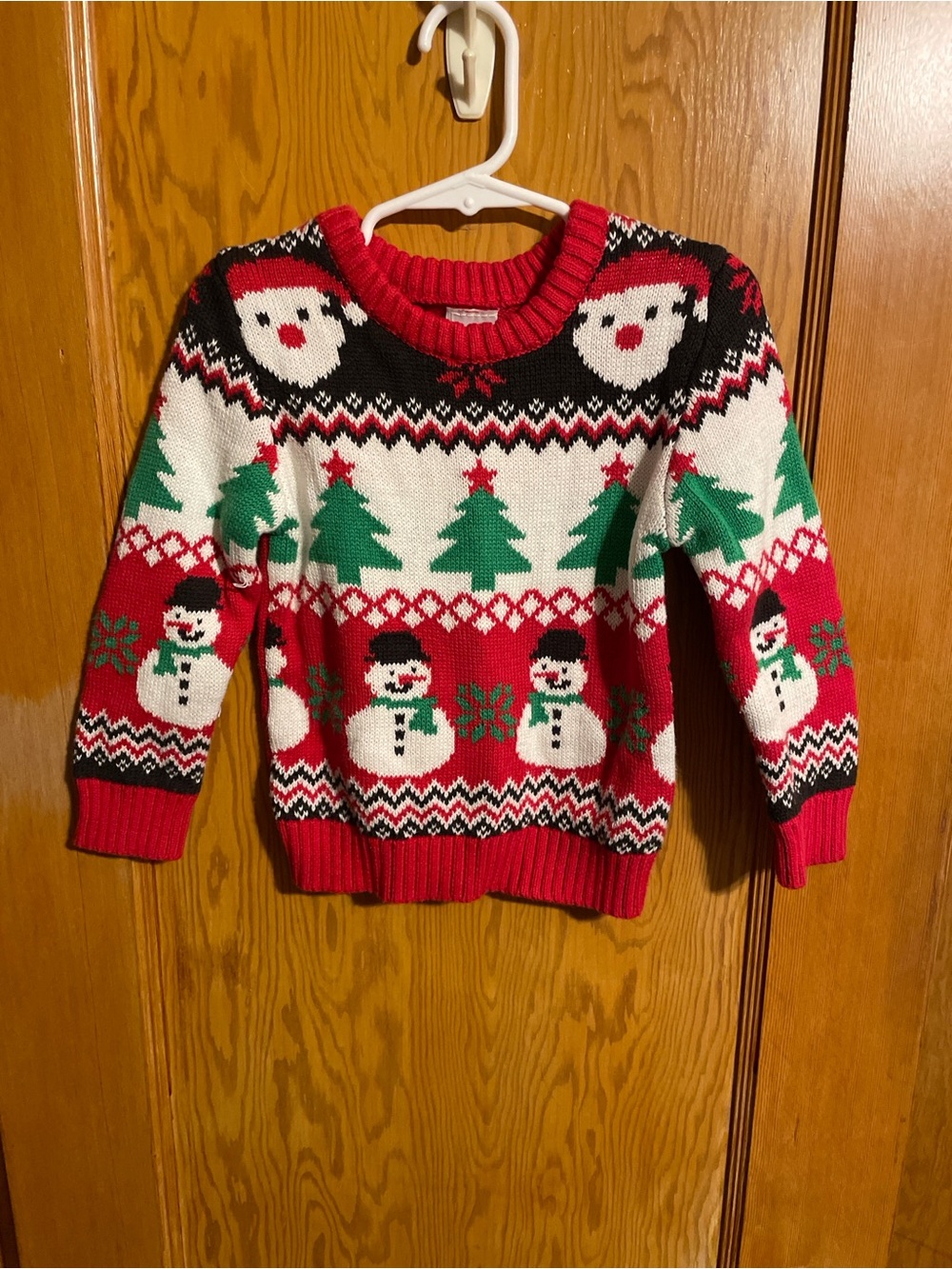 Holiday Time Red, White & Green Snowman Crewneck Sweater